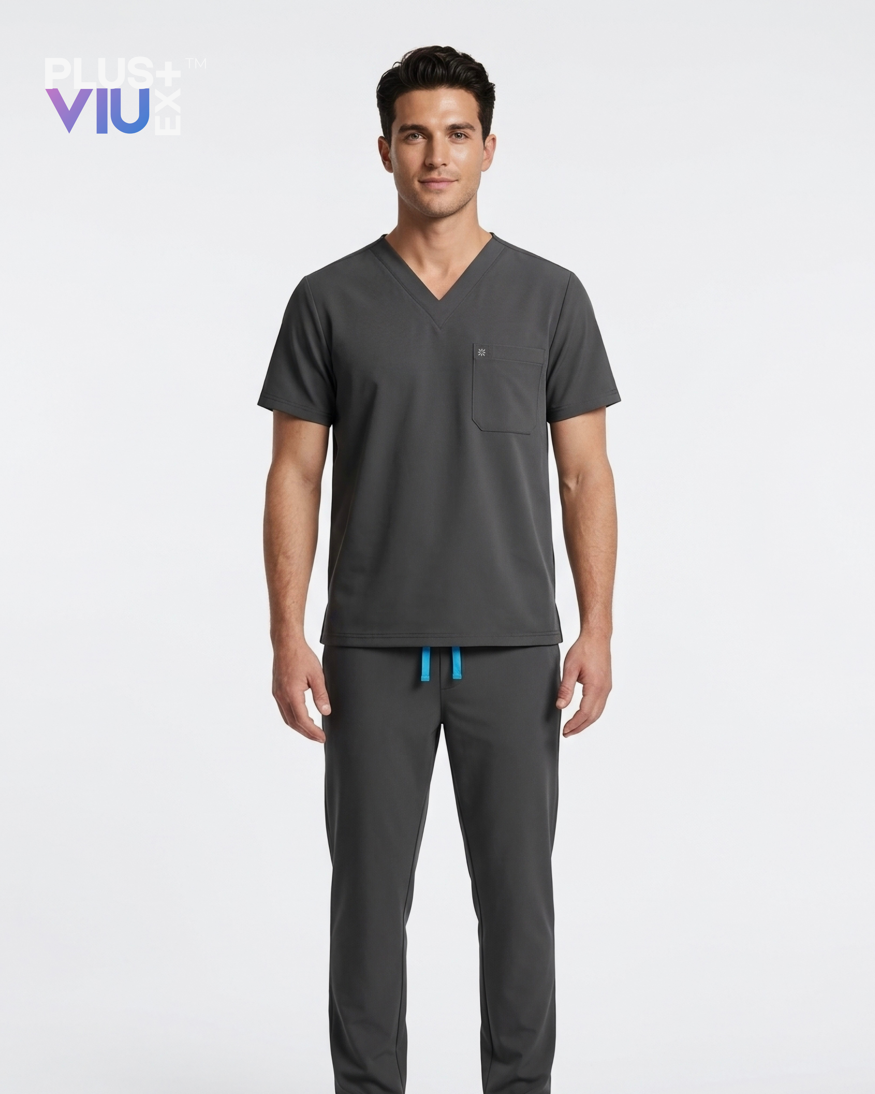 ARMKPLUS+, Full set Charcoal  ( V Neck ) For Men