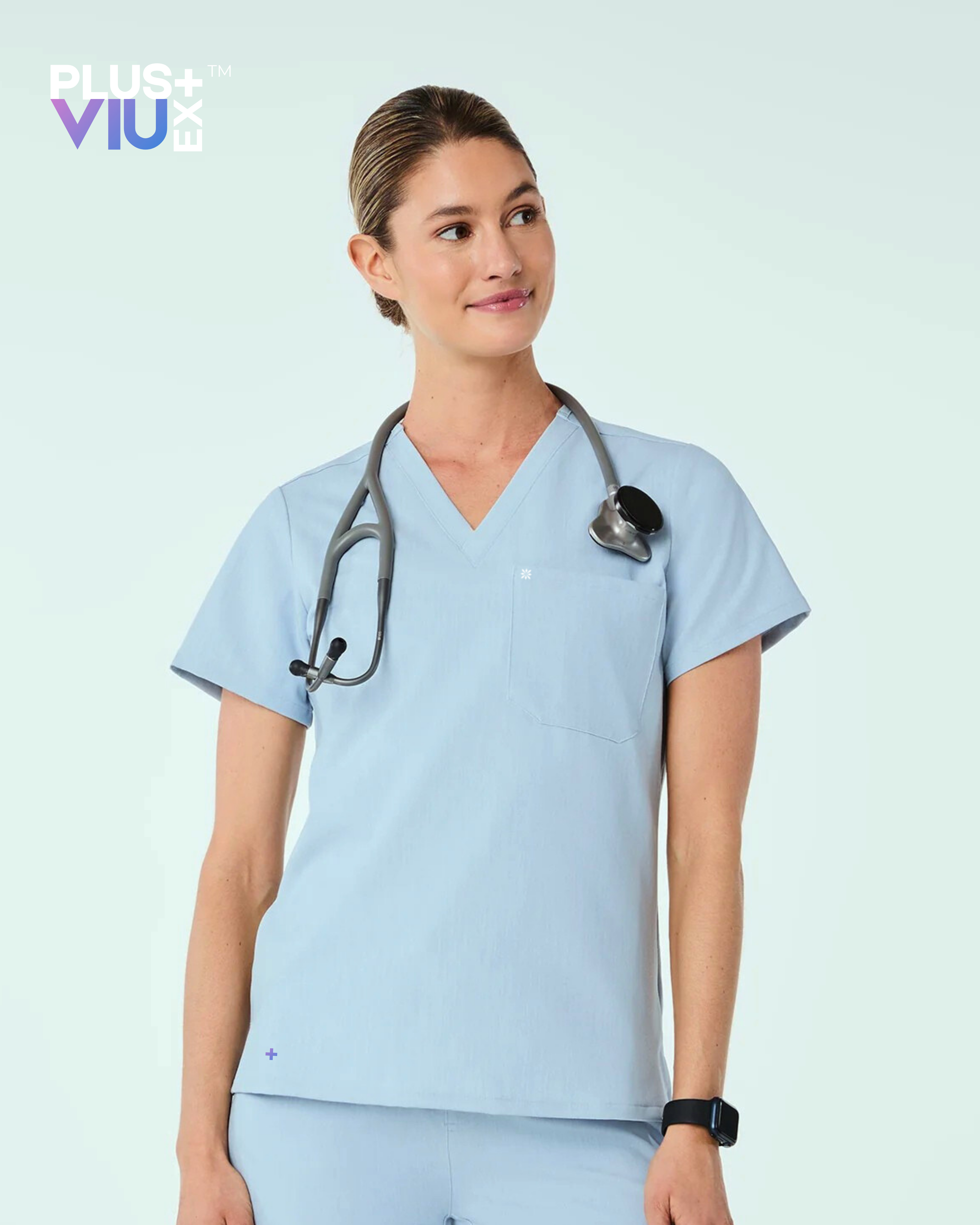 ARMKPLUS+, Full set Chambray ( V Neck ) For Women