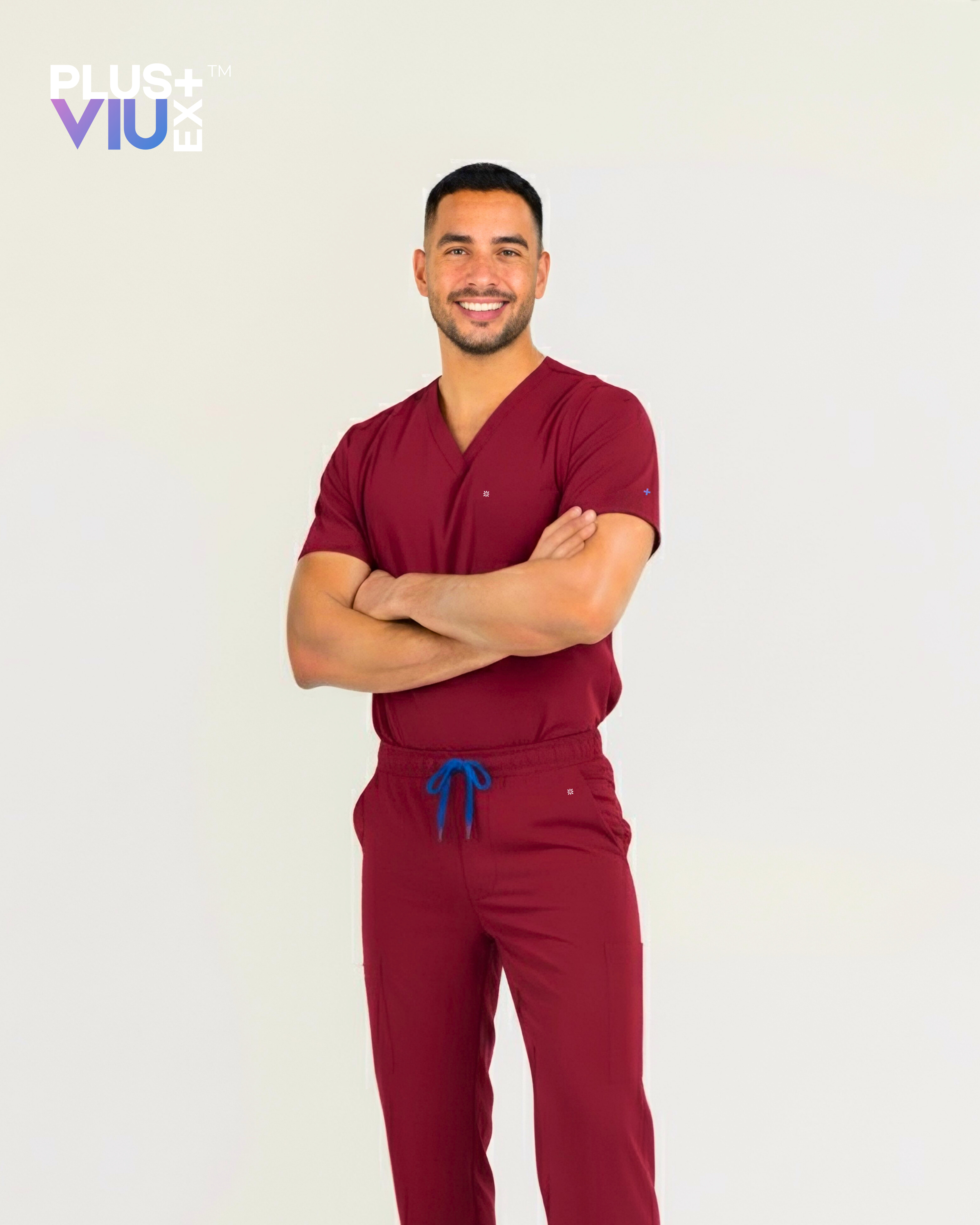 ARMKPLUS+, Full set Garnet Rouge ( V Neck ) For Men