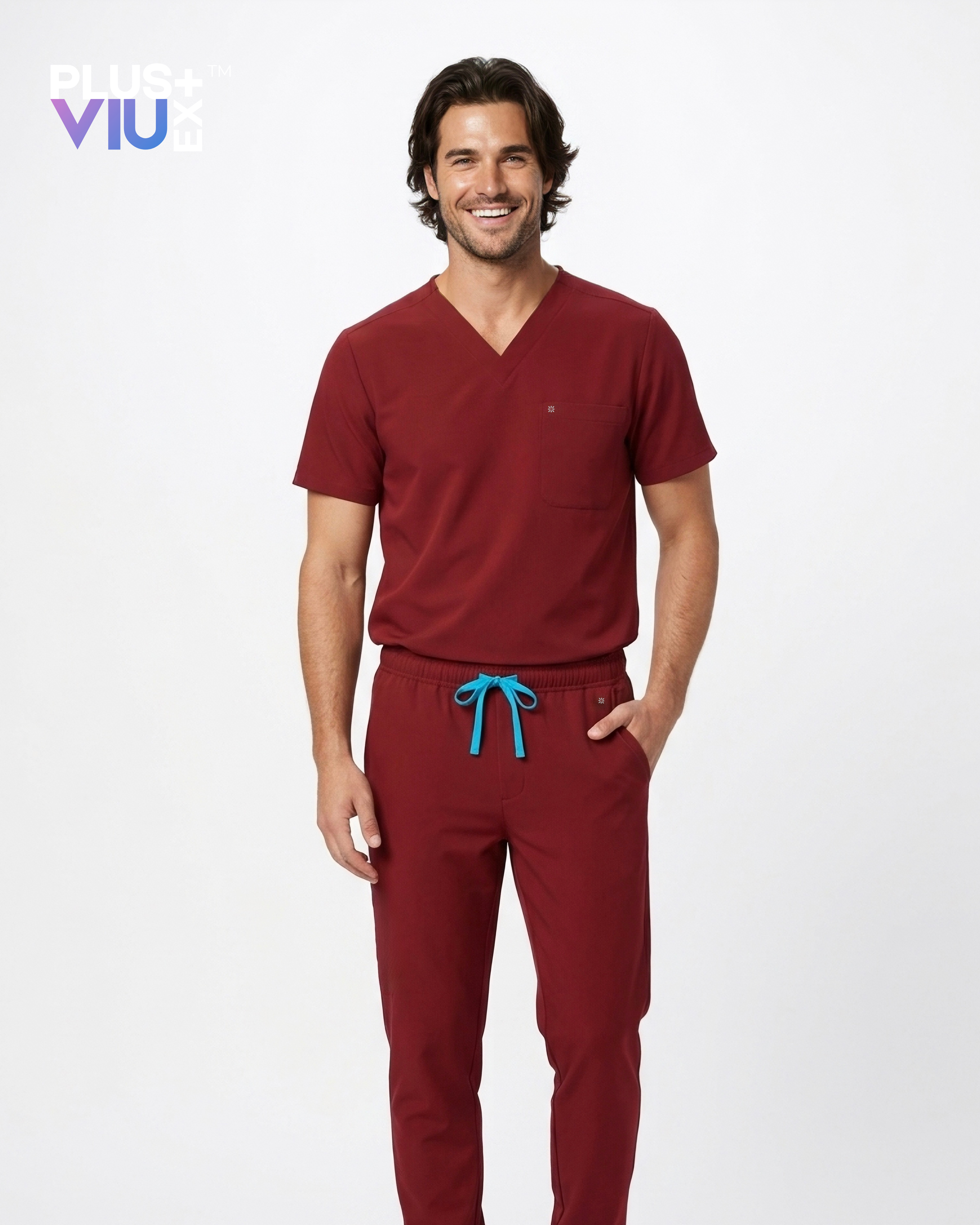 ARMKPLUS+, Full set Garnet Rouge ( V Neck ) For Men