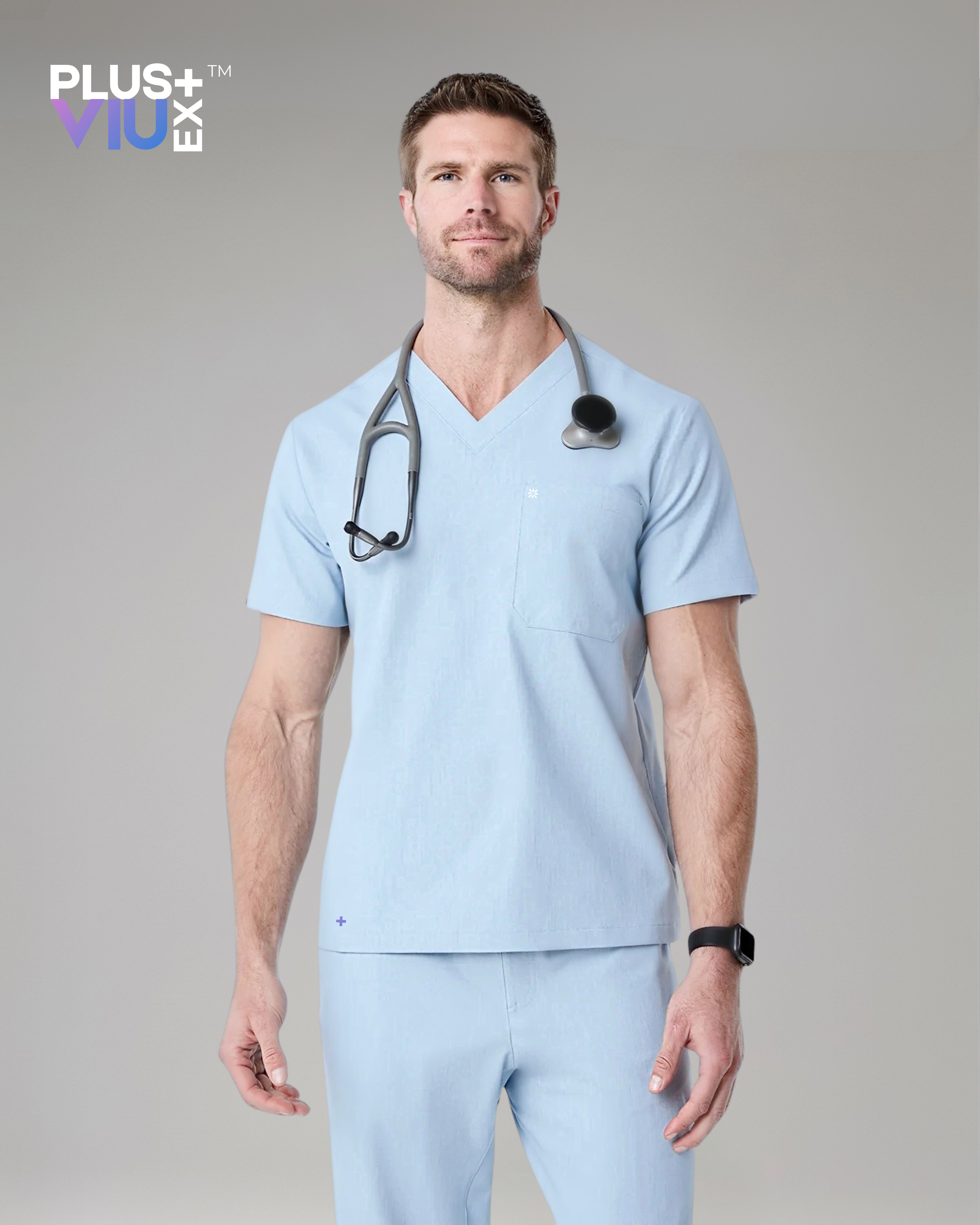 ARMKPLUS+, Full set Baby Blue ( V Neck ) For Men