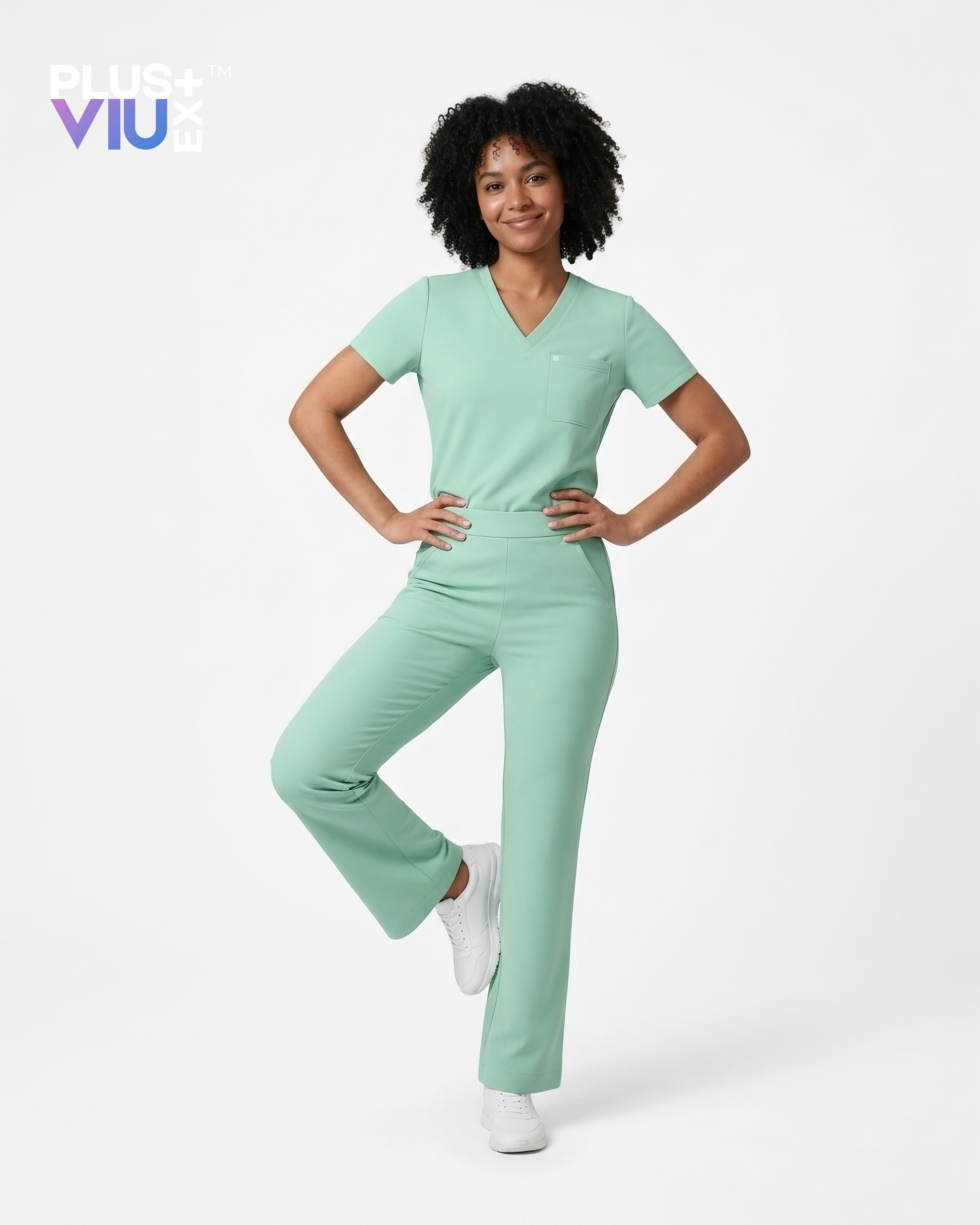 ARMKPLUS+, Full set Minty ( V Neck ) For Women