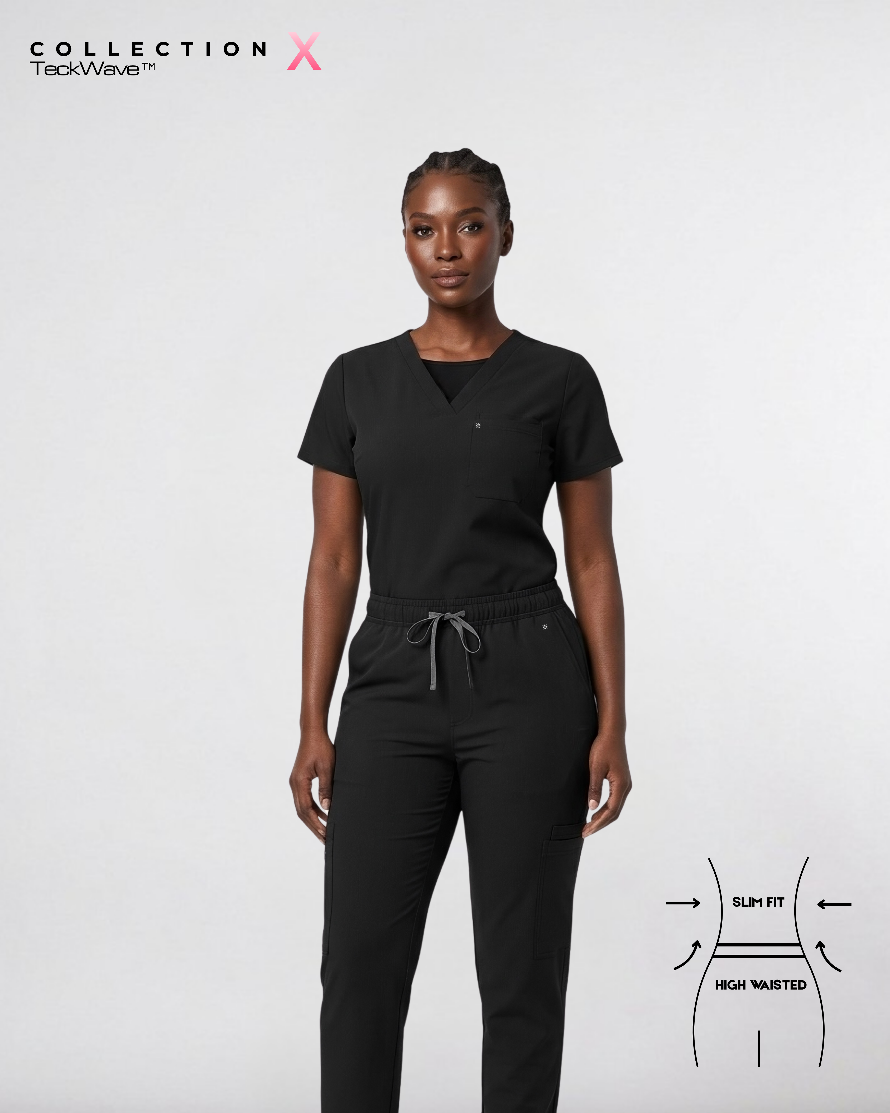 ARMK X, Full set Obsidian Noir  ( V Neck ) For Women