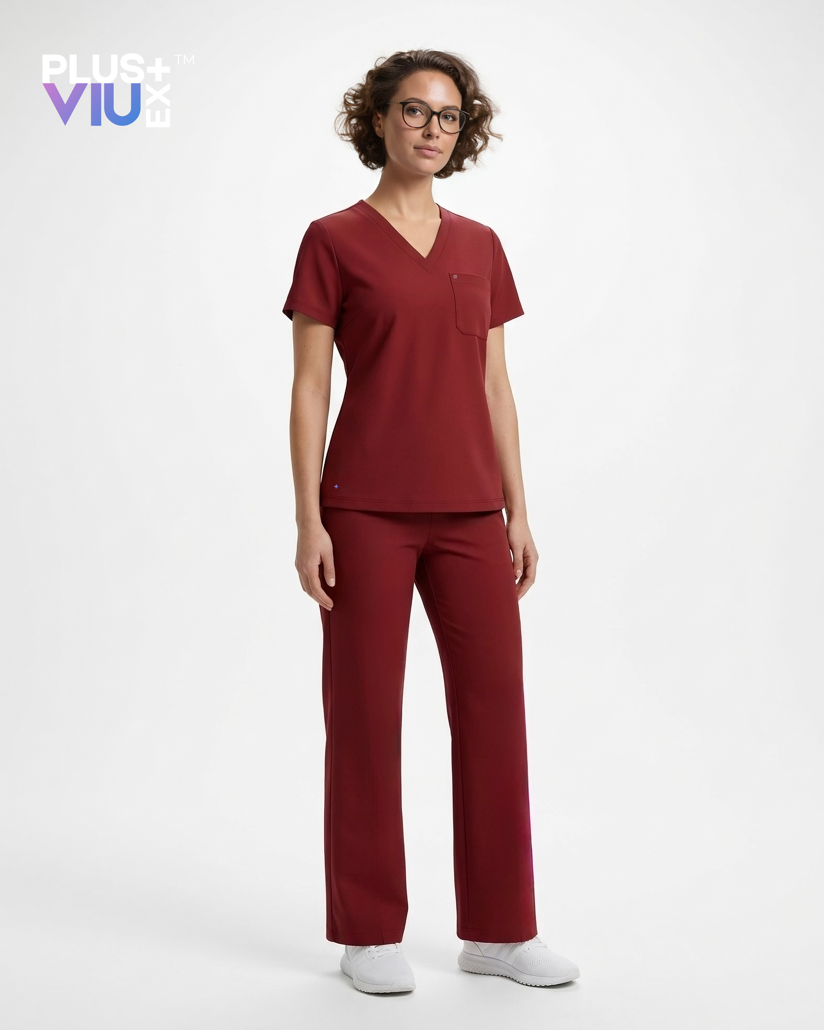ARMKPLUS+, Full set Garnet Rouge ( V Neck ) For Women