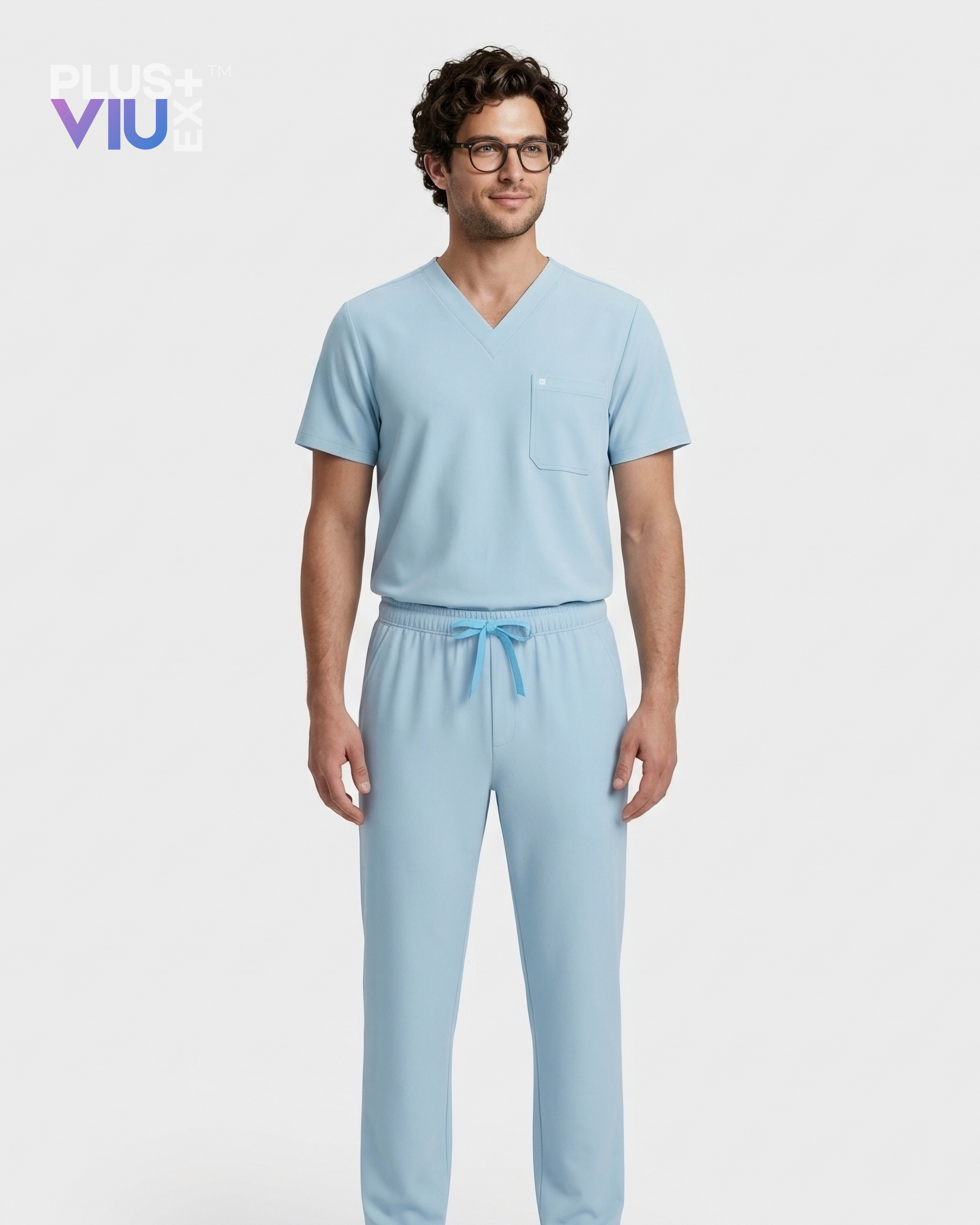 ARMKPLUS+, Full set Chambray ( V Neck ) For Men