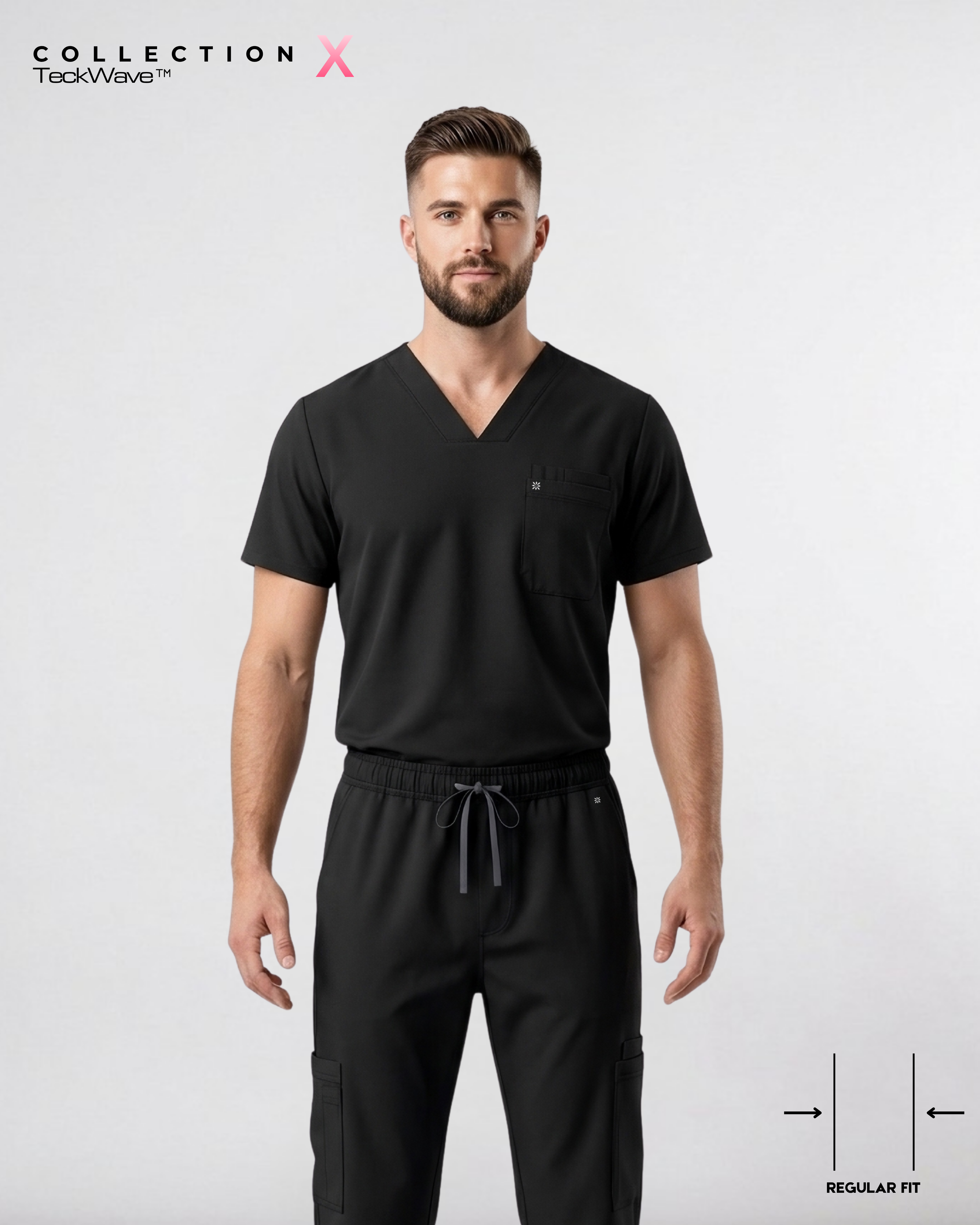 ARMK X, Full set Obsidian Noir  ( V Neck ) For Men